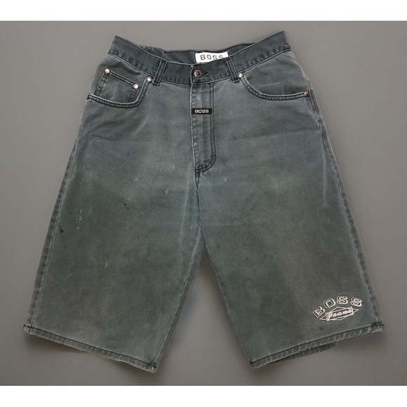 Vintage BOSS Jeans Men's 32 Shorts 90s Skate‎ Streetwear Jorts Distressed Y2K - Picture 1 of 15